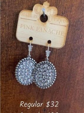 Panache Silver Crystal Oval Drop Earrings